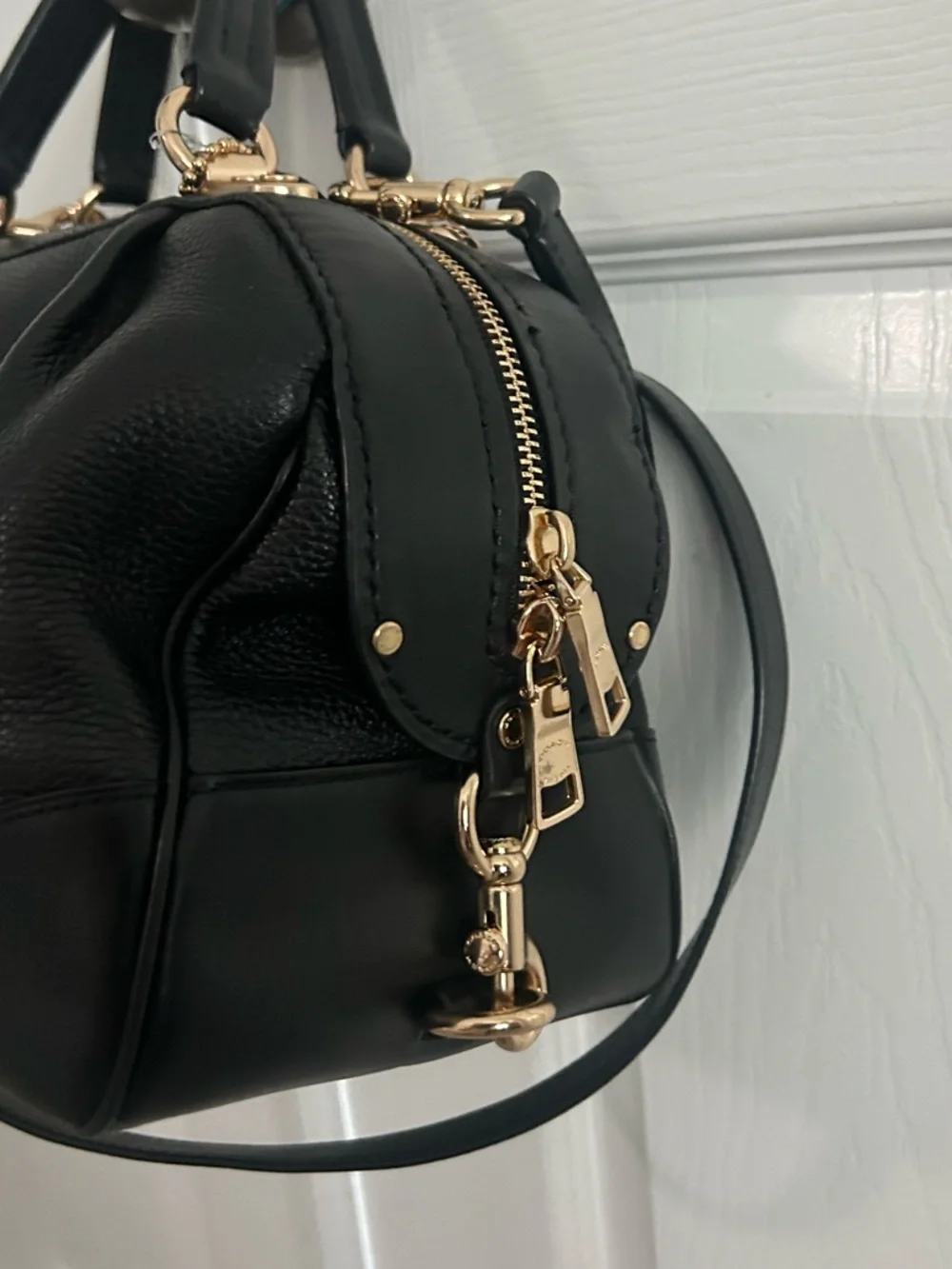 EUC Coach Lane Black Leather Satchel With Gold-Tone Hardware Dustbag Included - Picture 8 of 16